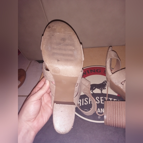 Merona Target Taupe Harriet Lace Up Heeled Faux Suede Quarter Strap Sandals - Picture 9 of 9